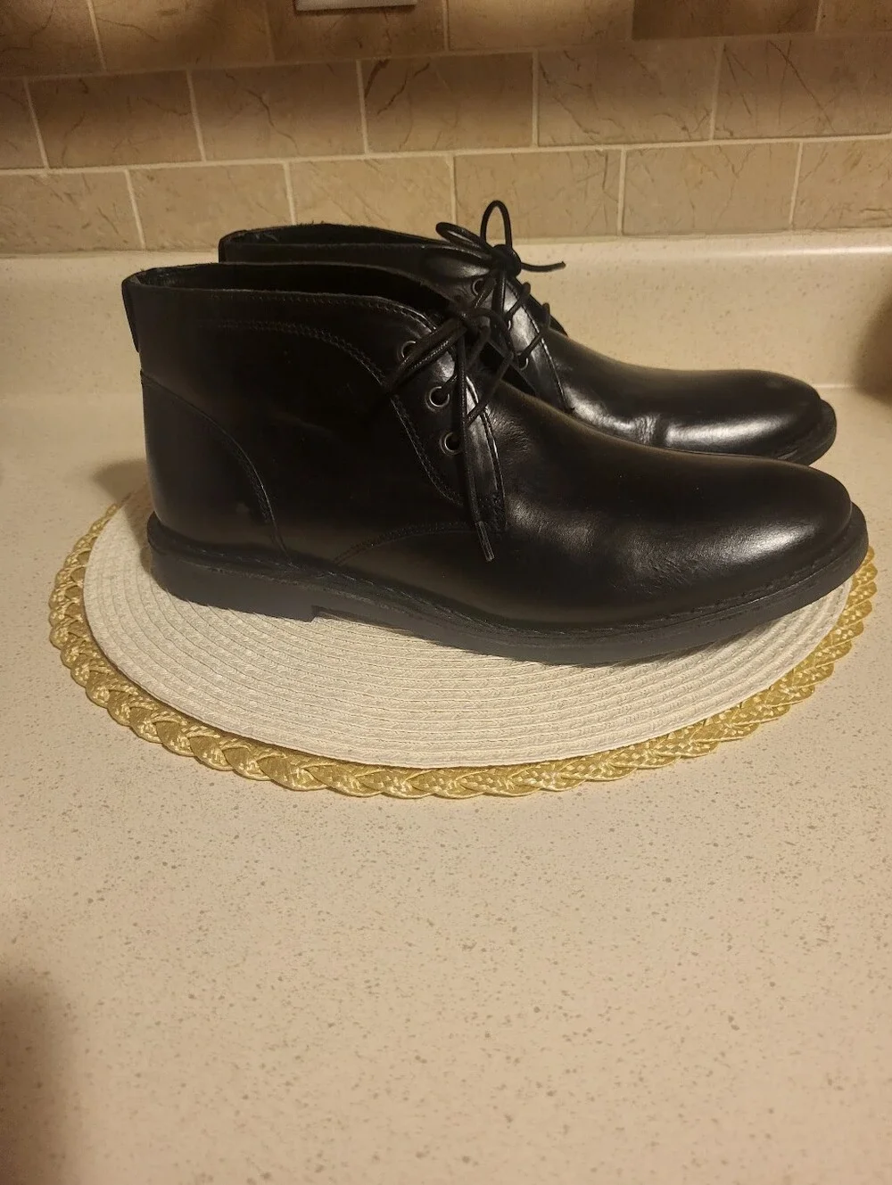 Men's Crown Vintage Black Leather Lace-Up Chukka Boots Sz.10